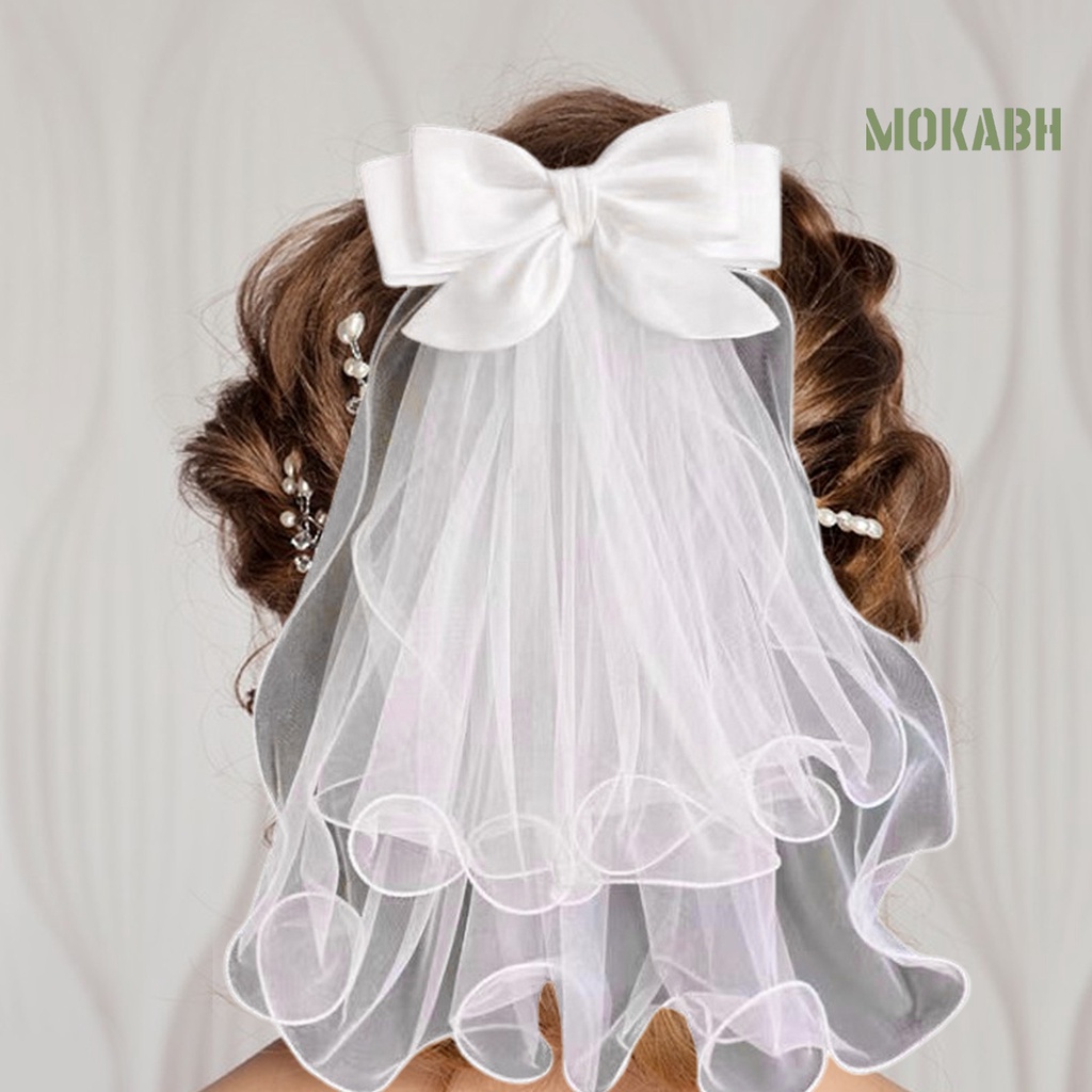 [Mokabh] Mạng Che Mặt Màu Trắng Dài Đẹp Thu Hút Thanh Lịch Thời Gian Uốn Tóc Cho Cô Dâu Cung Cấp