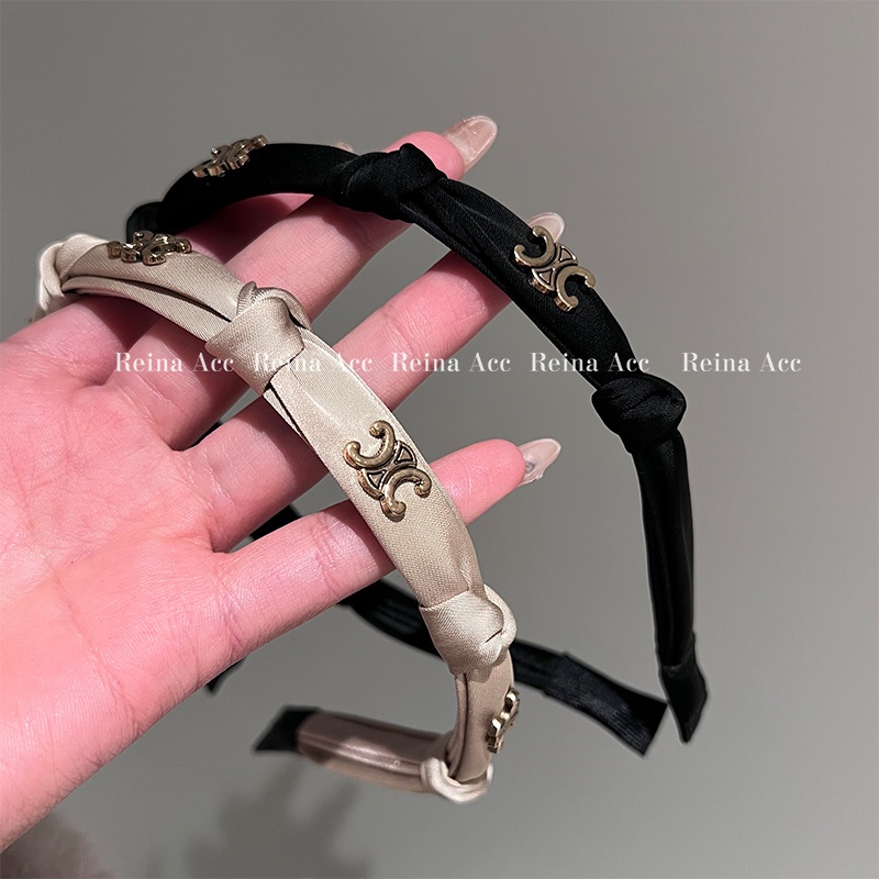 Băng Đô Cài Tóc Satin Màu Đen Thời Trang Xuân Hè 2023 Cho Nữ