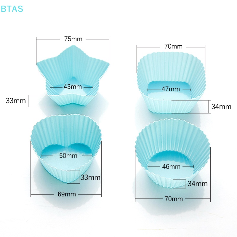 Bộ 4 Khuôn Silicone Làm Bánh Muffin Hình Vuông / Tròn / Trái Tim