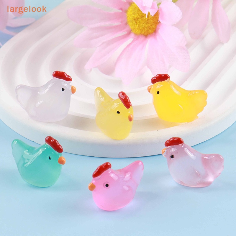 Set 5 Phụ Kiện Trang Trí Điện Thoại Hình Gà Con Bằng Nhựa Resin Màu Dạ Quang Trong Suốt DIY