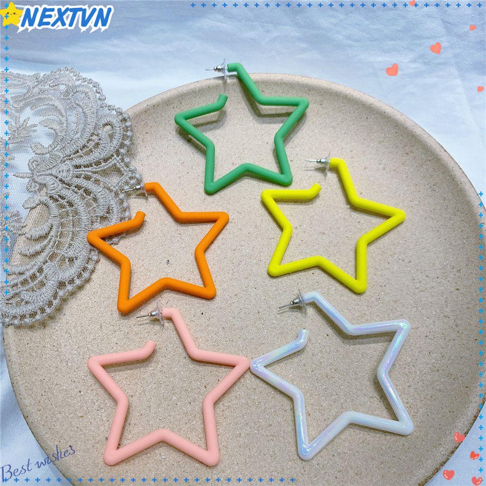 Khuyên Tai Hình Học Màu Dạ Quang Dễ Thương Cho Nữ