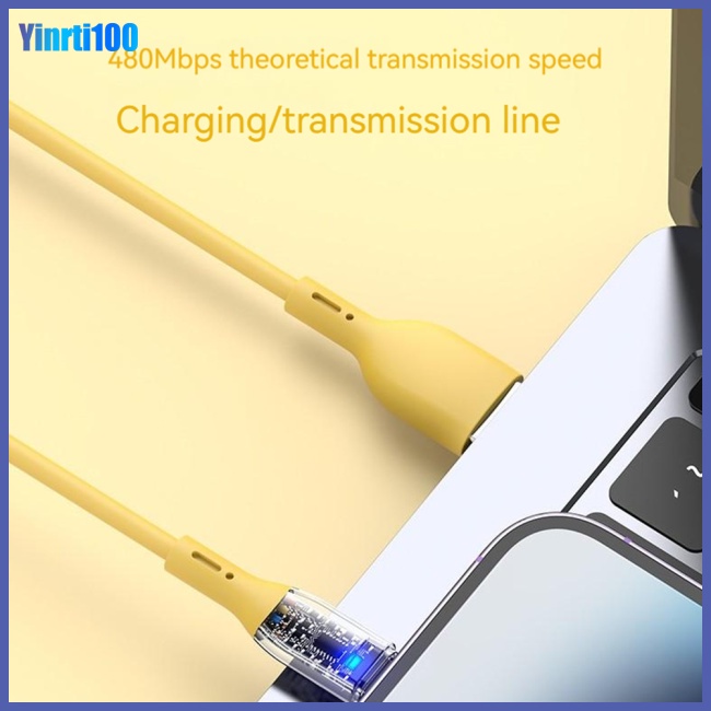 Cáp Sạc Nhanh Yinrti 66w Trong Suốt Có Đèn Cho Huawei 1m Type-c 6a