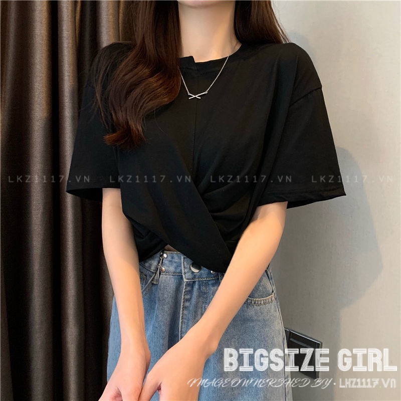 Áo thun Bigsize Áo croptop nữ form rộng tay ngắn cổ tròn trơn mùa hè Phong cách Hàn Quốc Thời Trang đẹp