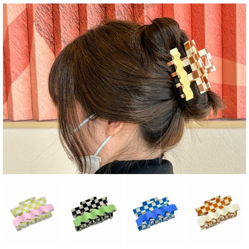 Kẹp Tóc Càng Cua Họa Tiết Kẻ Sọc / Gợn Sóng Nhiều Màu Sắc Phong Cách Hàn Quốc Cho Nữ BERNARDO