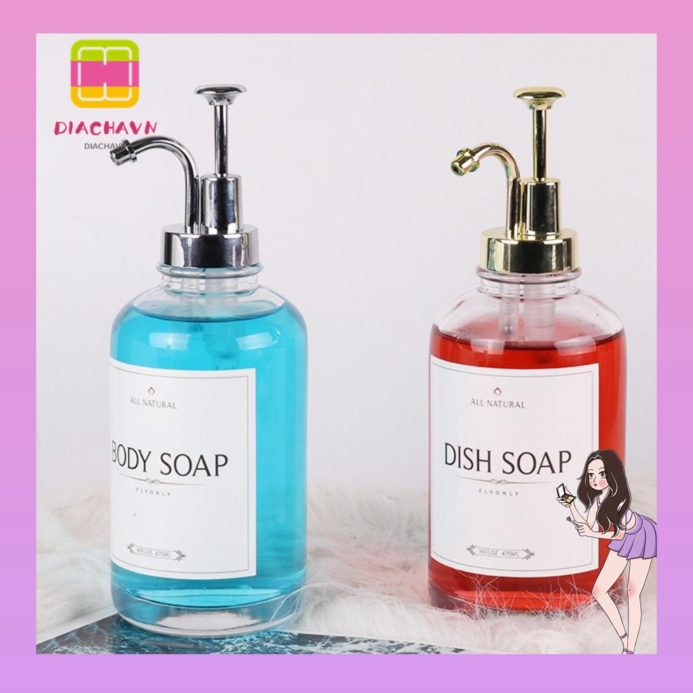 Set 2 Bình Thủy Tinh Trong Suốt Đựng Xà Phòng Có Vòi Bơm 16Oz
