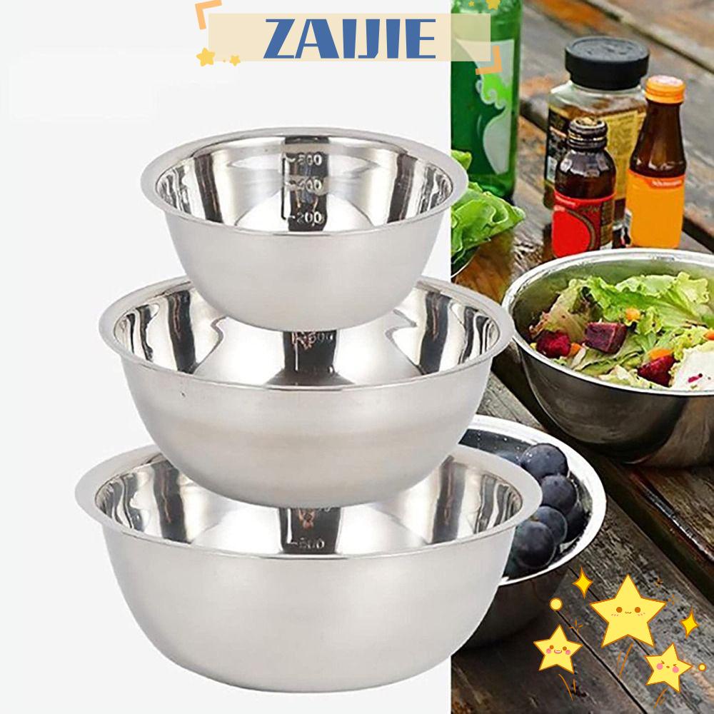 Zaijie 24 Bát Trộn Thức Ăn Di Động Bằng Thép Không Gỉ Dễ Dàng Lấy Nét