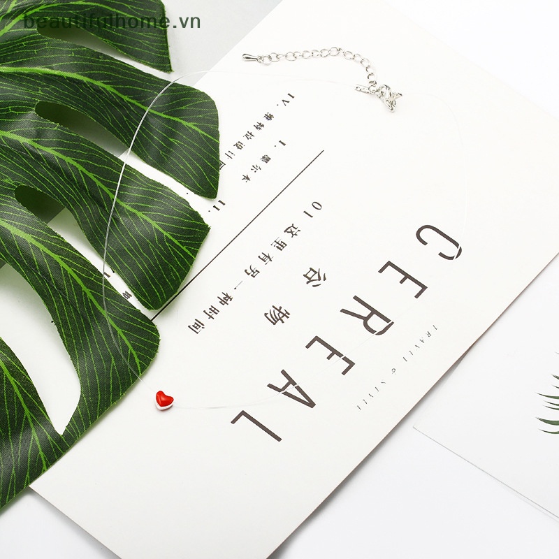 [beautifulhome] Vòng Cổ Choker Dây Cá Vô Hình Trái Tim Dầu Sáng Tạo Làm Quà Tặng Trang Sức Cho Nữ [beauty]