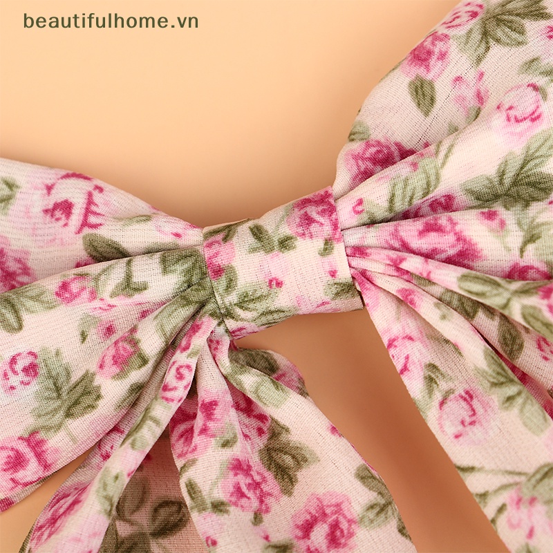 Kẹp Tóc Hình Nơ In Hoa Xinh Xắn Cho Nữ