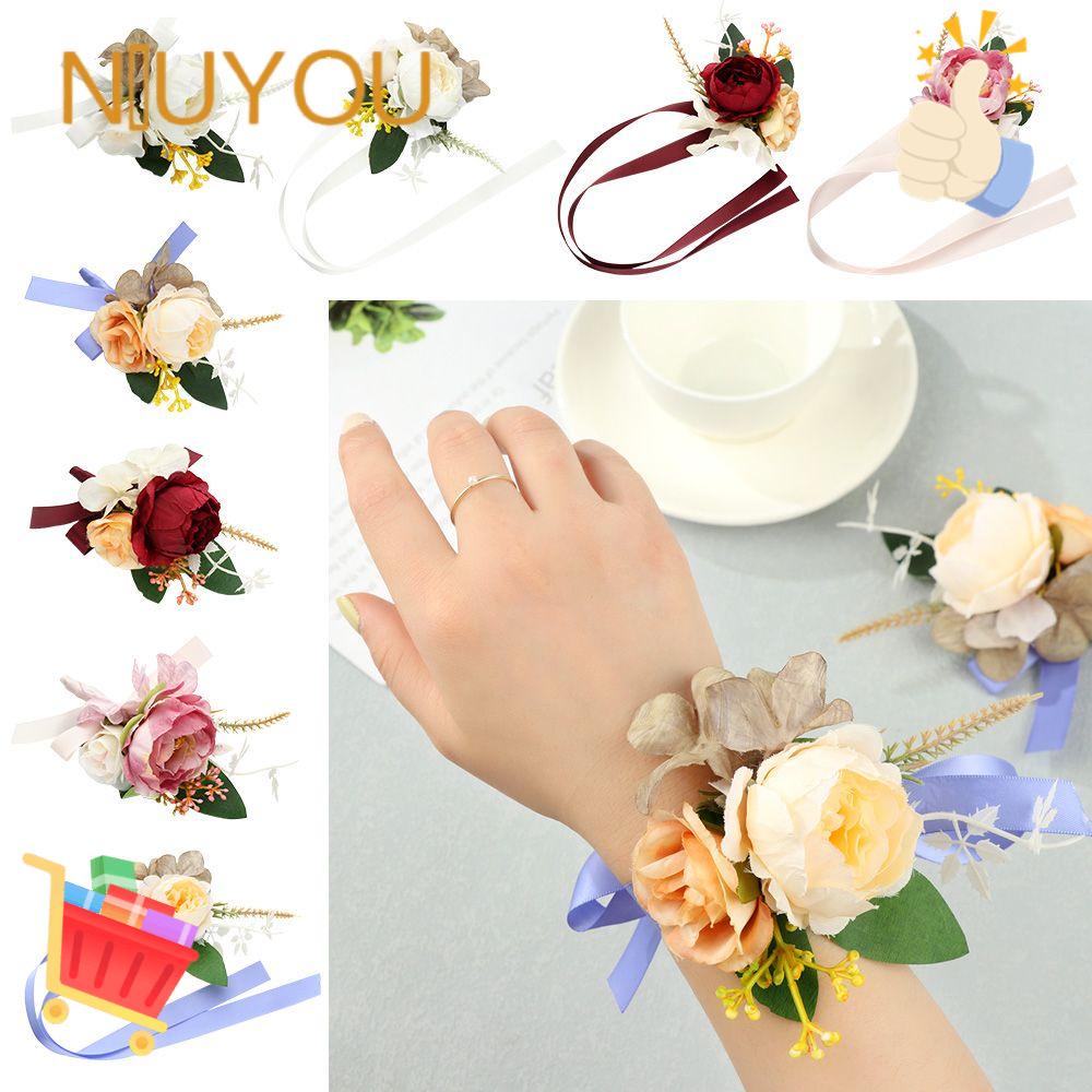 Vòng Tay Hoa Giả Thắt Dây Thời Trang Cho Cô Dâu