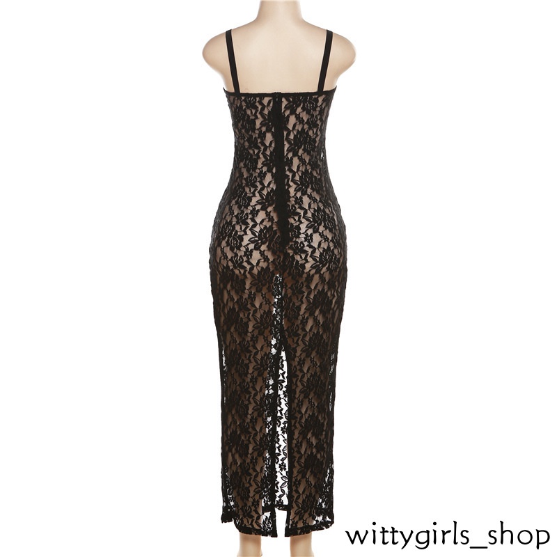 Cửa Hàng Wittygirls_ Shop |Đầm Chữ a Phối Ren Xuyên Thấu Gợi Cảm Thời Trang Mùa Hè Cho Nữ