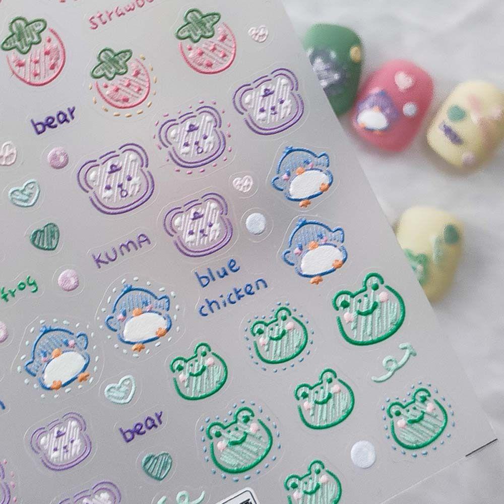 Miếng Dán Trang Trí Móng Tay Họa Tiết Động Vật Hoạt Hình Dành Cho Nữ
