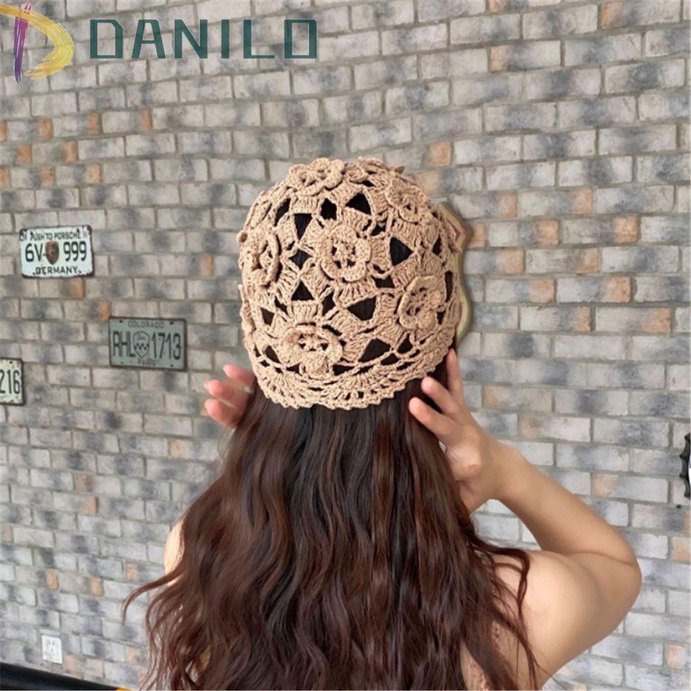 Danilo Mũ Dệt Tay Thiết Kế Đục Lỗ Phối Hoa Rỗng Độc Đáo Thời Trang Hàn Quốc