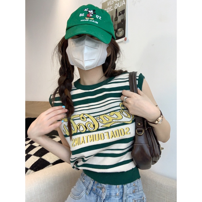 Áo Dệt Kim Không Tay Dáng Rộng Thời Trang Retro Âu Mỹ Xinh Xắn