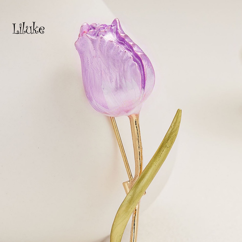 Trâm Cài Áo Hình Hoa Tulip Màu Hồng Tráng Men Xinh Xắn