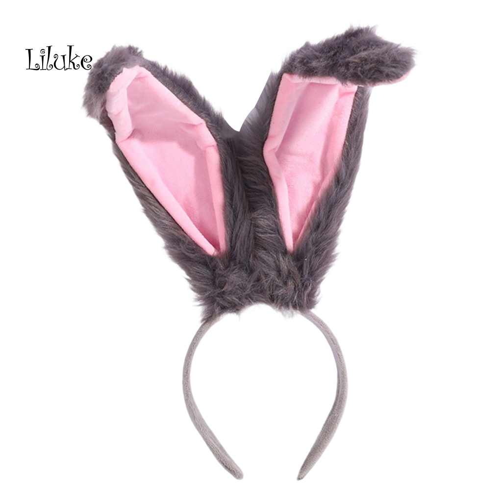 Băng Đô Cài Tóc Tai Thỏ Phối Lông Màu Sắc Tương Phản Phong Cách Lolita