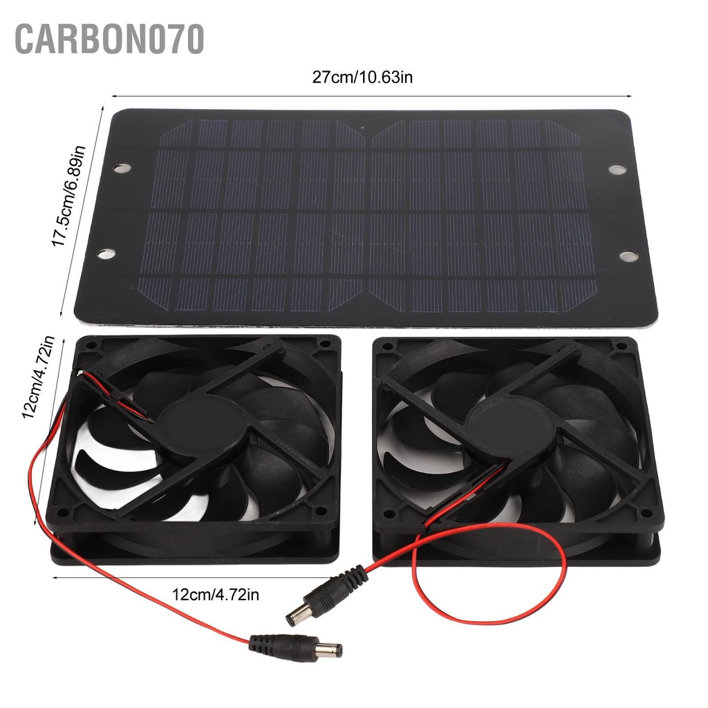 Carbon070 Tấm Pin Năng Lượng Mặt Trời Quạt Kép Nhựa Silicon 10W 12V 2A Ngoài Di Động Cho Gà Nhà Kính RV Xe Ô Tô