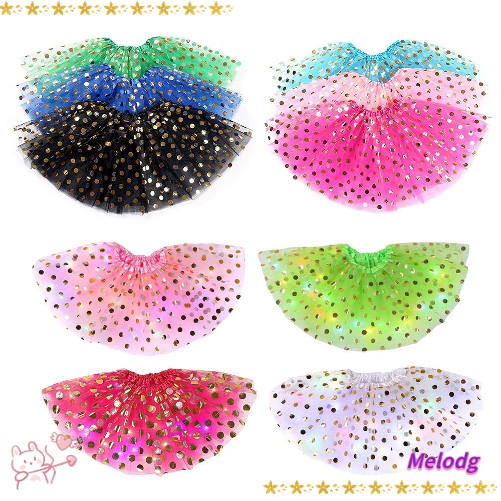 MELODG Chân Váy Tutu Phối Đèn LED Màu Cầu Vồng Dễ Thương Cho Bé Gái