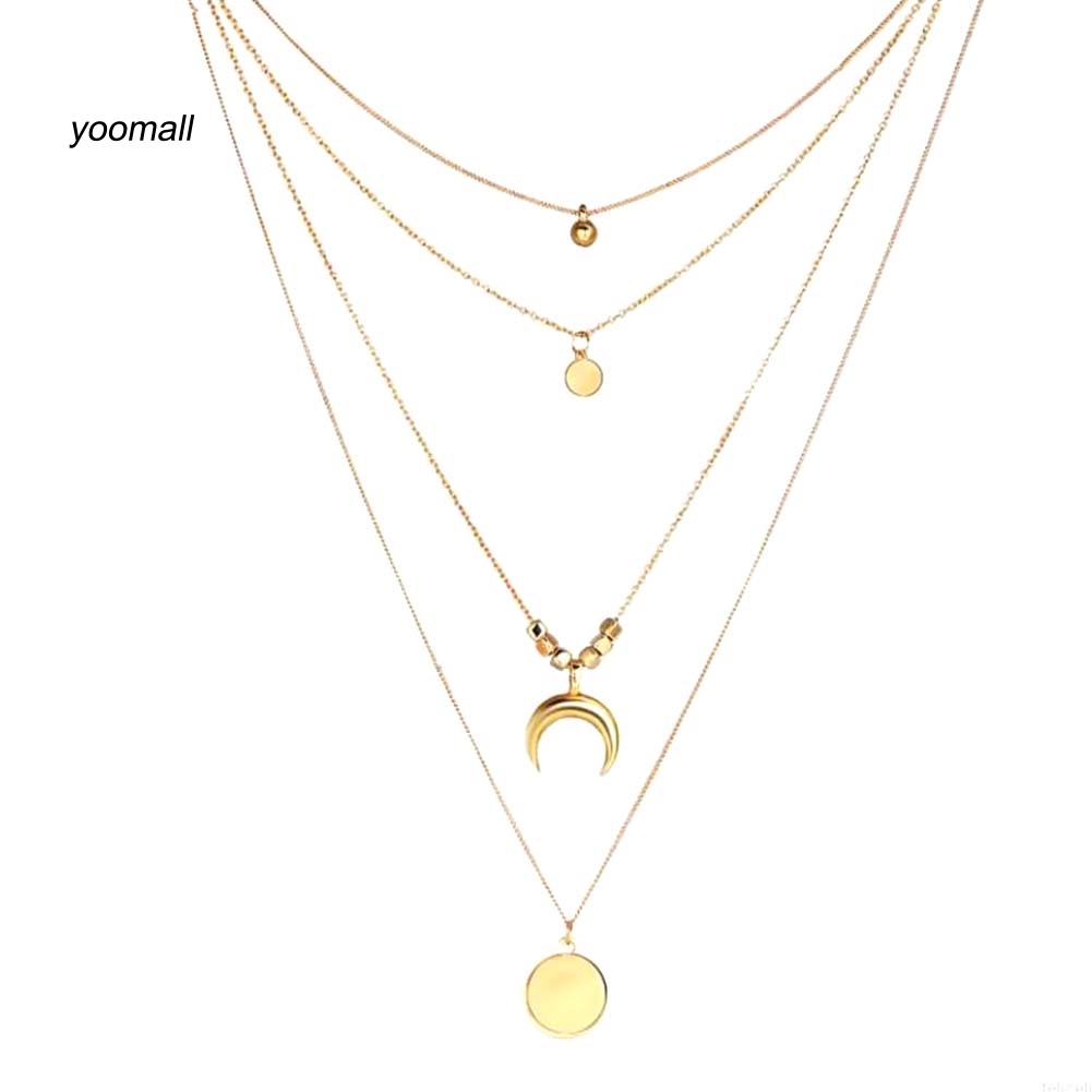 Vòng cổ Nhiều Lớp Mặt Trăng Khuyết Thời Trang Cho Nữ