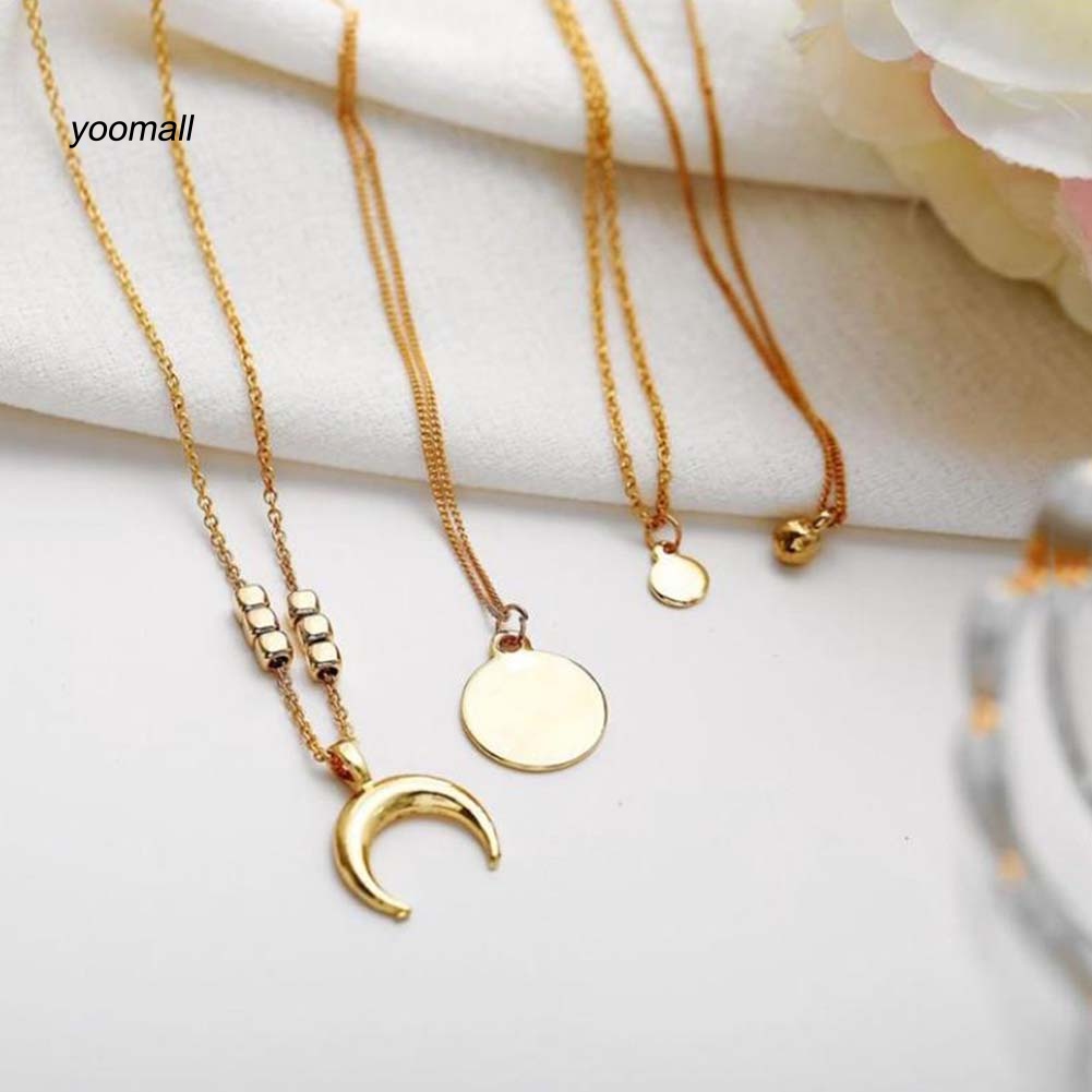 Vòng cổ Nhiều Lớp Mặt Trăng Khuyết Thời Trang Cho Nữ