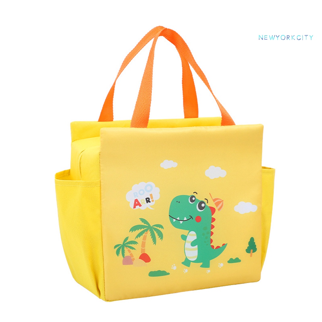 Túi Đựng Cơm Trưa Giữ Nhiệt Dung Tích Lớn Bằng Vải Oxford Họa Tiết Hoạt Hình Có Khóa Kéo