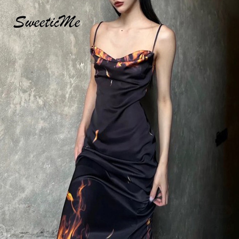 Đầm Dài Không Tay Hở Lưng Dáng Ôm In Họa Tiết Thời Trang 2023 Cho Nữ