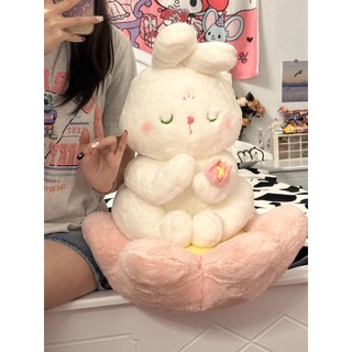Dễ thương Hoa Sen Thỏ Gấu Bông nhồi bông Lotus Bunny Phật giáo Thỏ Gấu Bông