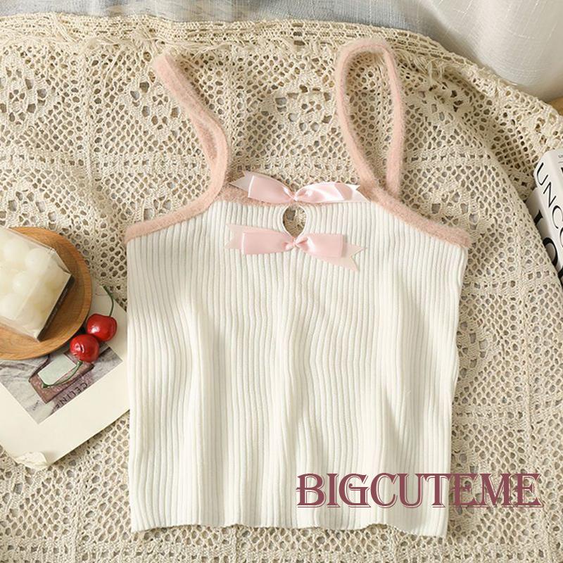 [] - Áo Hai Dây Dáng Ôm Đính Nơ Thời Trang Mùa Hè Cho Nữ