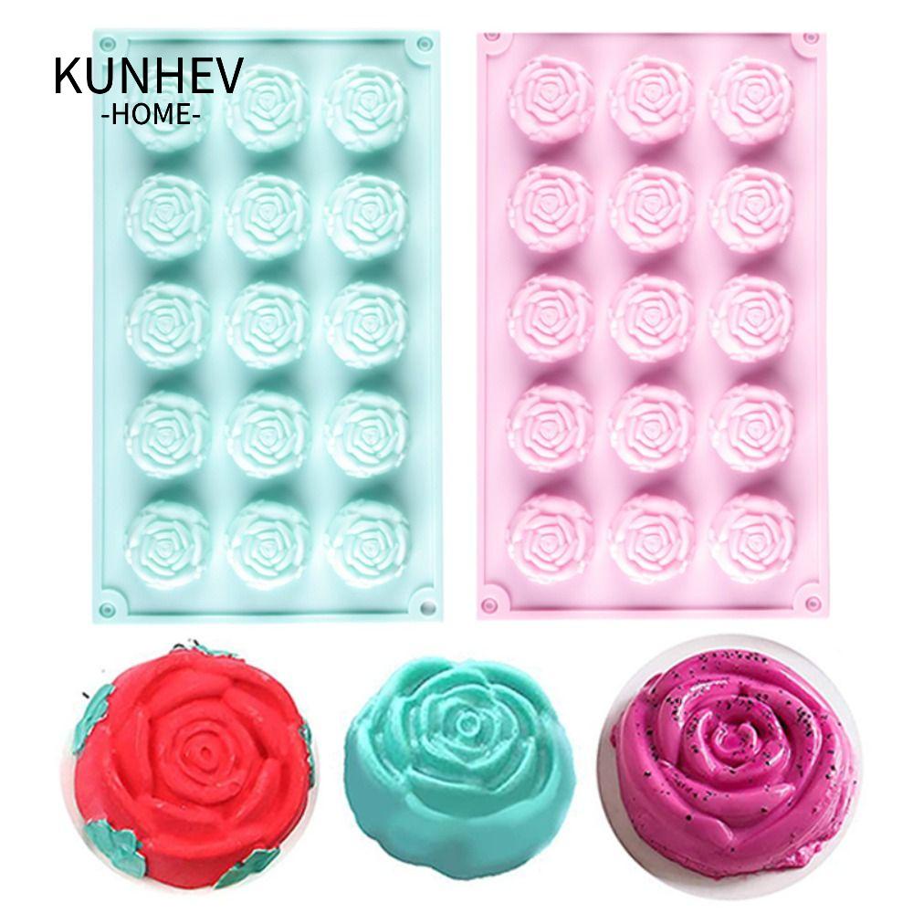 KUNHEV Khuôn Silicone Tạo Hình Hoa Mẫu Đơn 3D 15 Ngăn Trang Trí Nhà Cửa