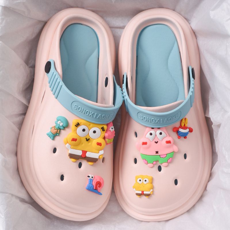 🌟Mới 2023🌟sandal nữ  dép chống trượt đáy dày xuyên thấu  họa tiết hoạt hình thời trang 2023 bánh mì dép AA6463