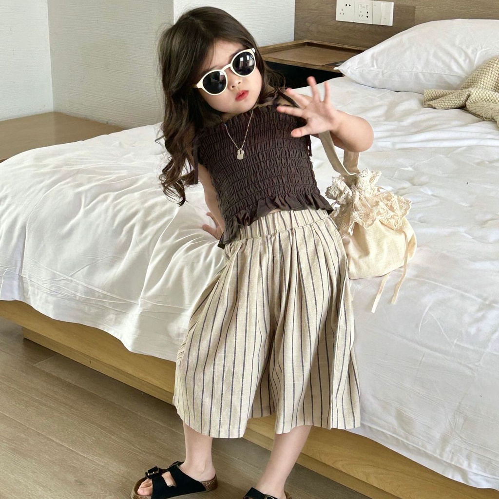 Quần Dài 9 Tấc Dáng Rộng Thời Trang Hàn Quốc 2023 Cho Bé Gái