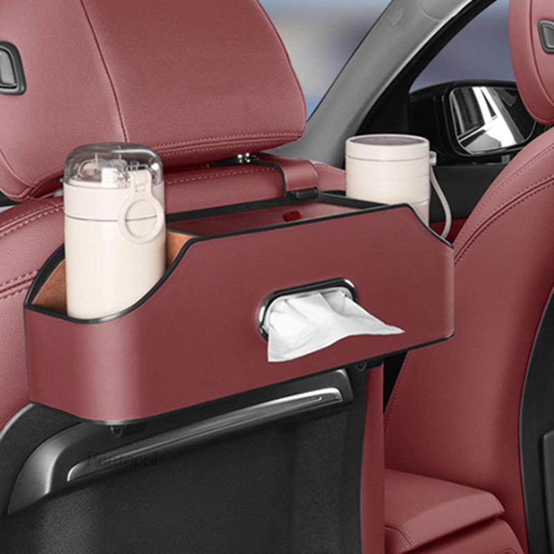 [Fenteer1] Hộp Đựng Đồ Dùng Treo Lưng Ghế Xe Hơi Kèm 2 Đế Lót Ly