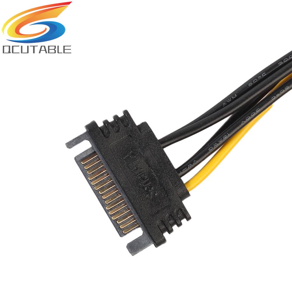 Set 5 Cáp Chuyển Đổi Nguồn Điện 15pin SATA Sang 6pin Pcie PCI Dành Cho Xe Ô Tô / Video