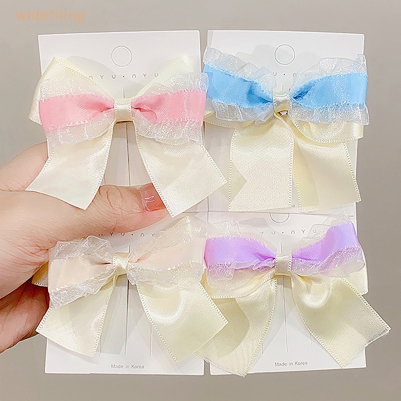 Kẹp Tóc Đính Nơ Lưới Thời Trang Ngọt Ngào Cho Bé Gái