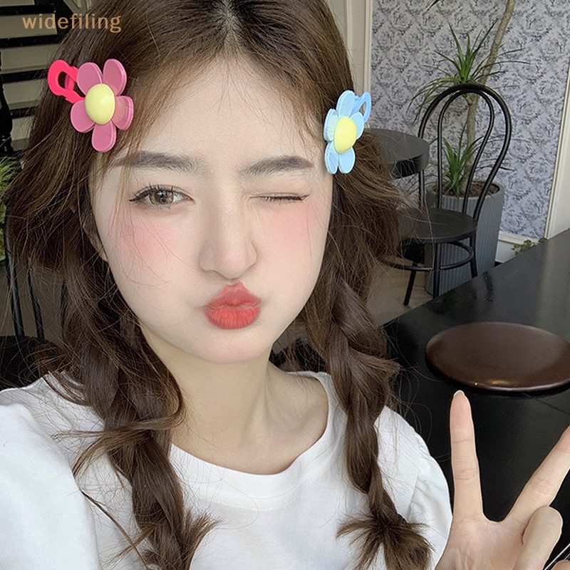 Set 2 Kẹp Tóc Mái Hoa Màu Kẹo Dễ Thương Dành Cho Nữ