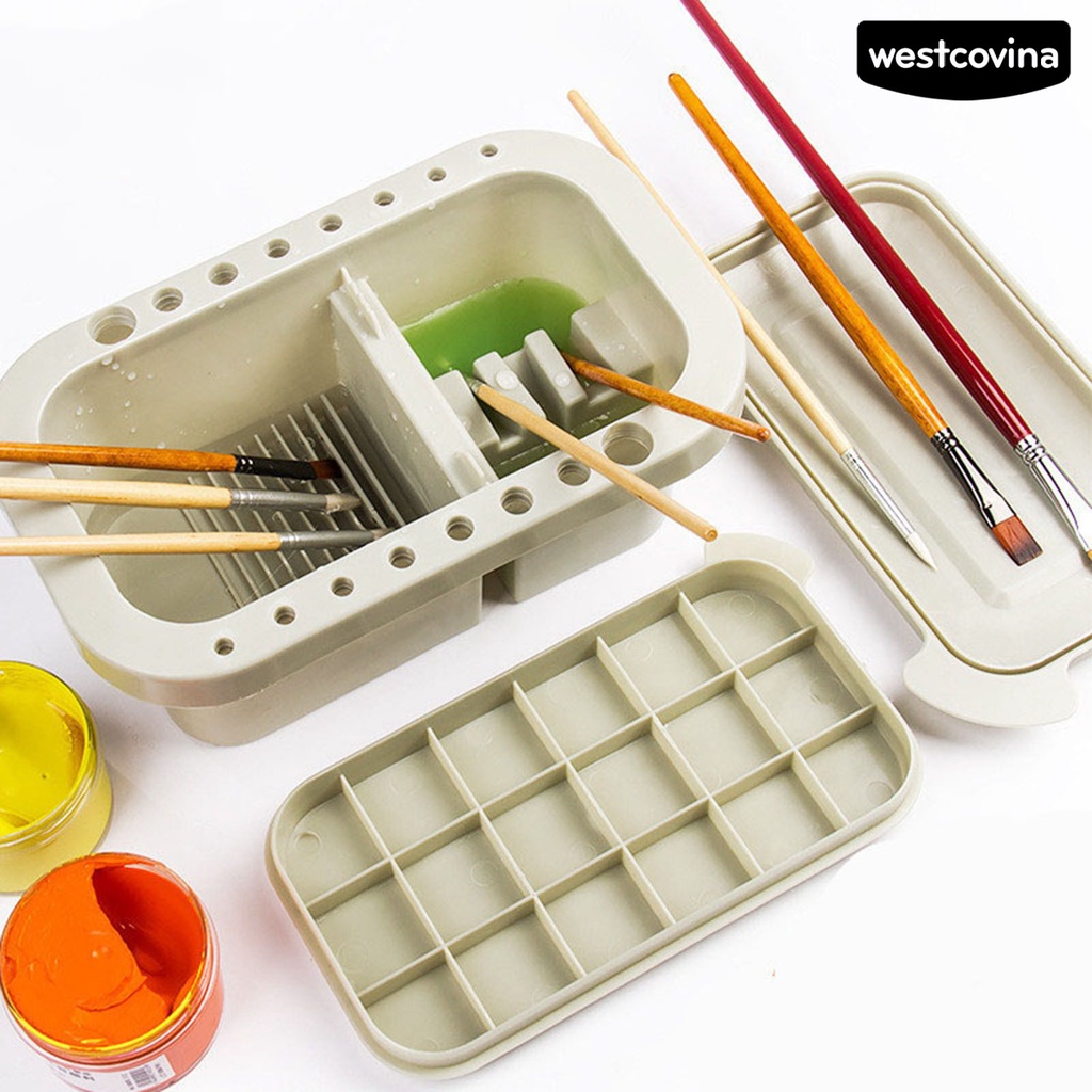 [WSTN] [WSTN]✎Set 3 Xô Đựng Bàn Chải Đánh Răng Có Nắp 2 Ngăn Chống Rò Rỉ