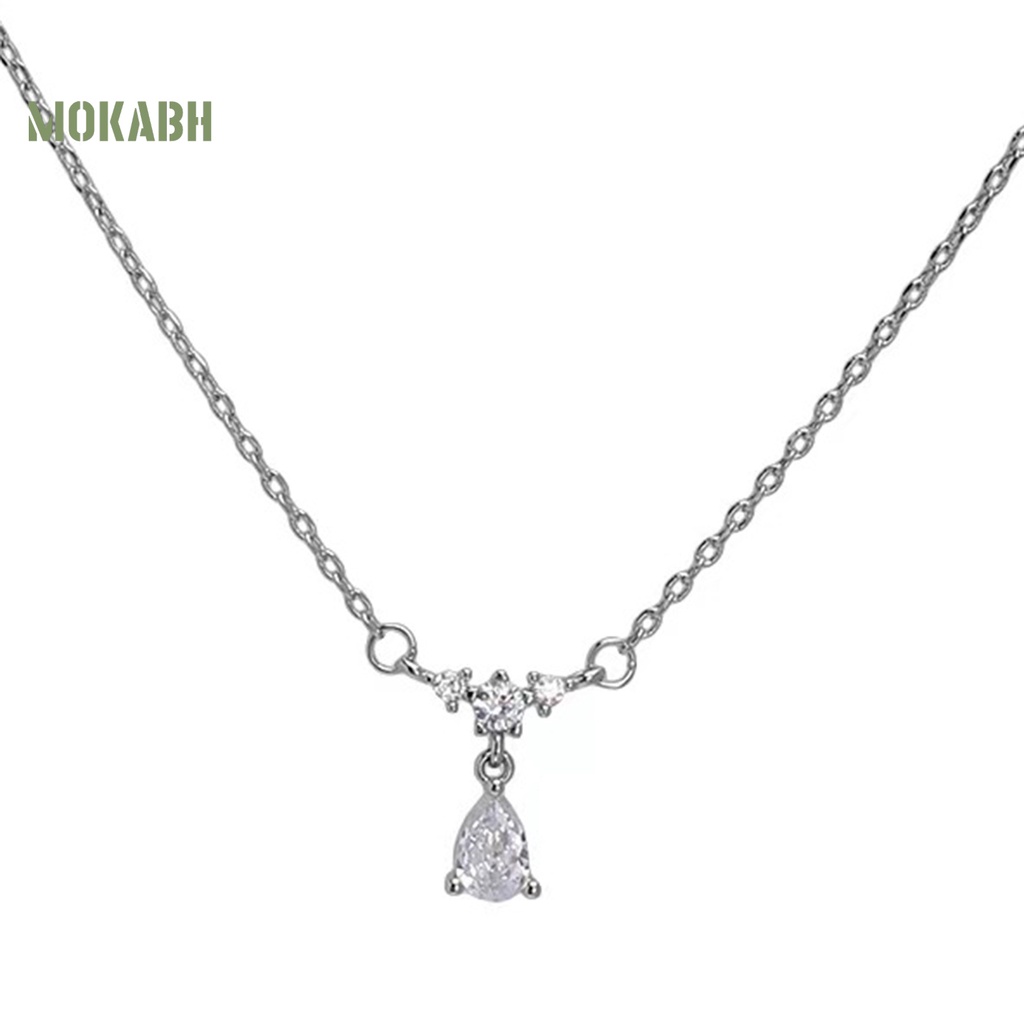 [Mok Abh] Vòng Cổ Choker Chất Liệu Thép Titan Mặt Hình Bươm Bướm Đính Kim Cương Giả Màu Sắc Bạc Thanh Lịch Dành Cho Nữ