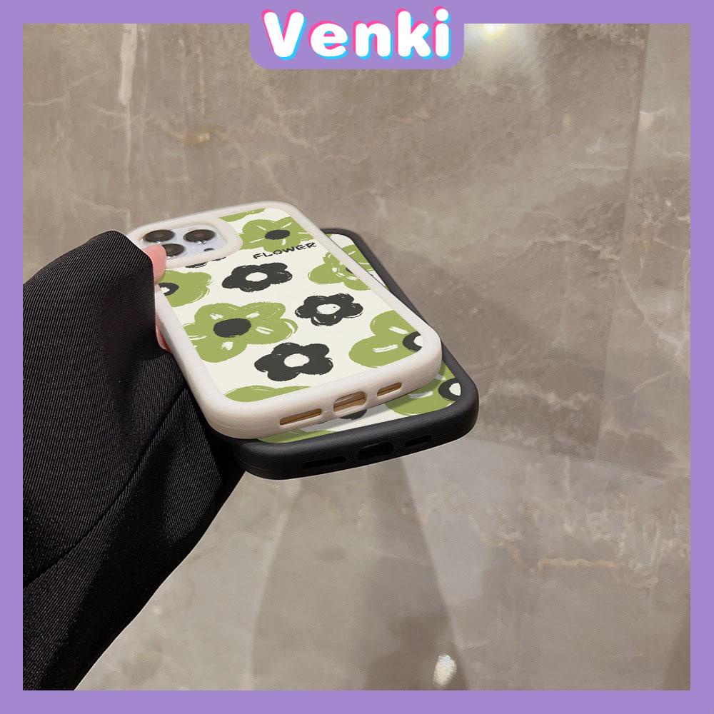 VENKI - Dành Cho iPhone 11 Ốp Lưng iPhone Mờ Vỉ Mềm Ốp Lưng Chống Sốc Màu Be Đen Bảo Vệ Camera Hoa Xanh Đơn Giản Tương Thích Với iPhone14 13 Pro max 12 Pro Max XR Xs 7 8Plus