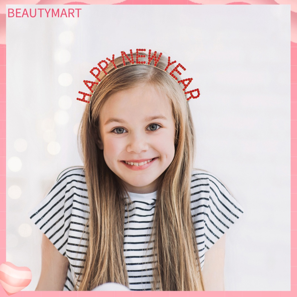 Băng Đô Cài Tóc Co Giãn Chống Trượt Đính Đá Lấp Lánh Mừng Năm Mới