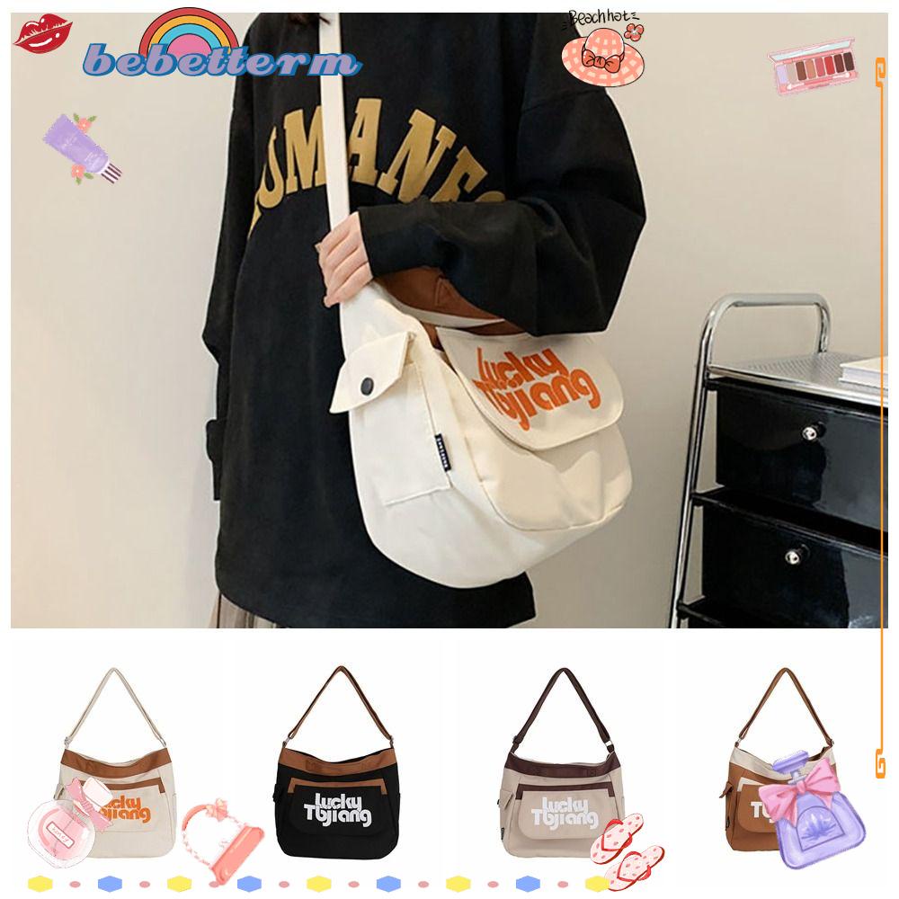 BEBETTERM Túi Vải Đeo Chéo In Họa Tiết Xinh Xắn Thời Trang Cho Nữ