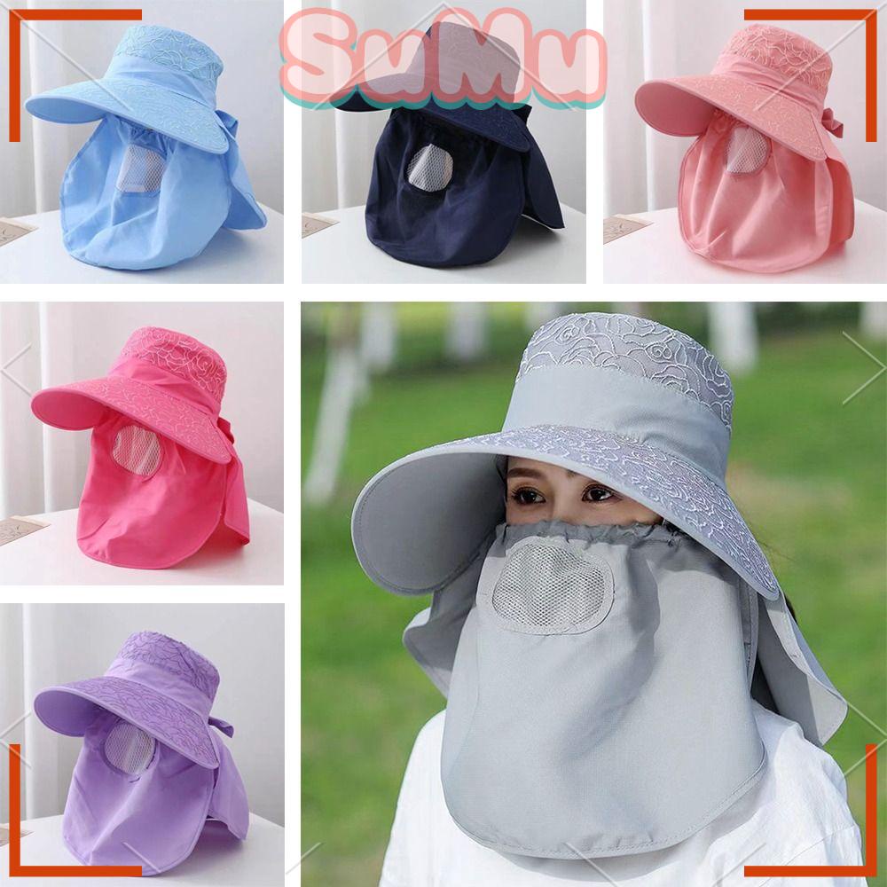 Mũ Rộng Vành Chống Nắng / Tia UV Có Tấm Che Tai Và Cổ Tiện Dụng Cho Nữ