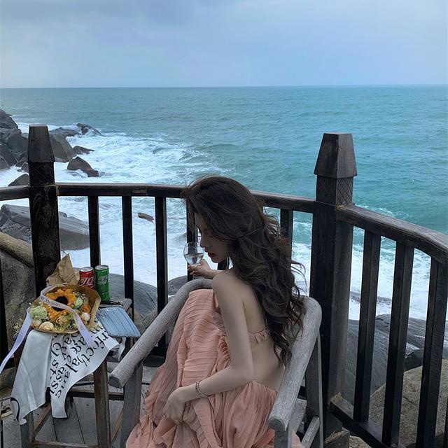 Đầm Đi Biển Không Tay Màu Sắc Đơn Giản Cho Nữ