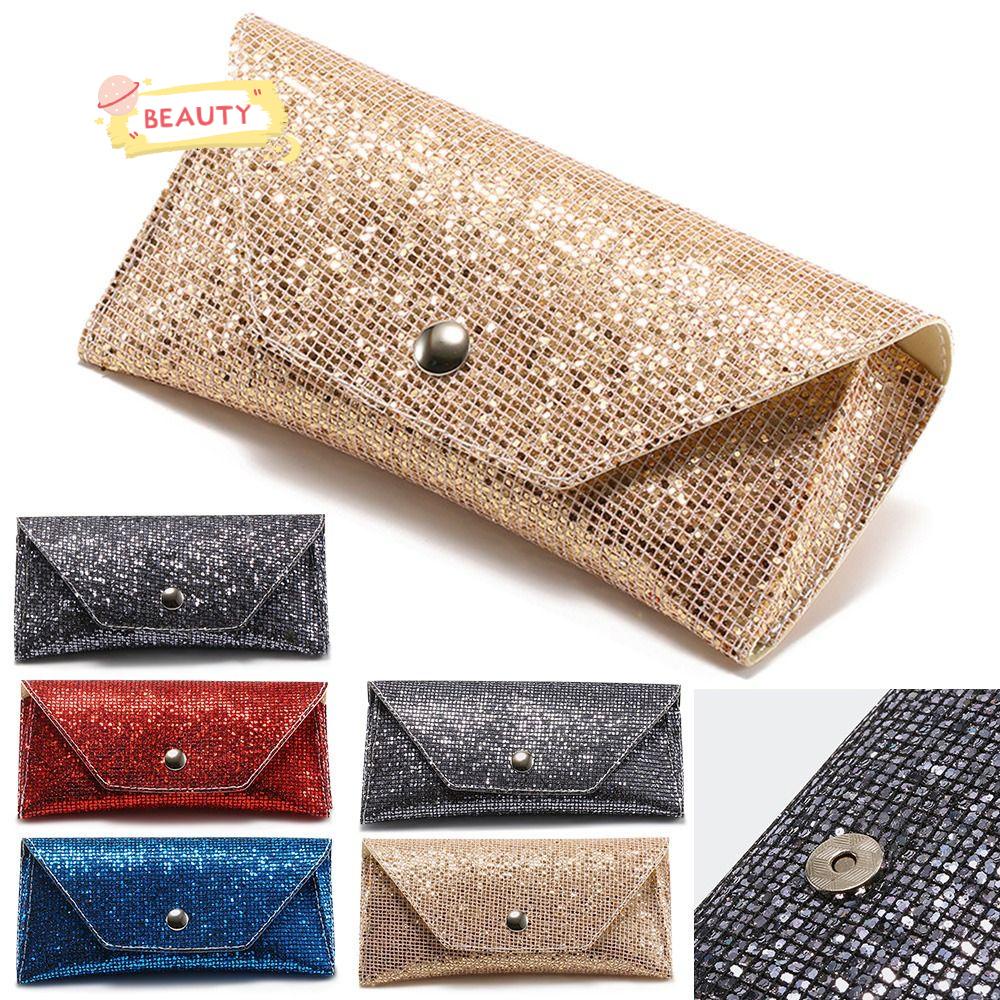 BEAUTY Bao Da Đựng Mắt Kính Đính Kim Sa Lấp Lánh Chống Áp Lực