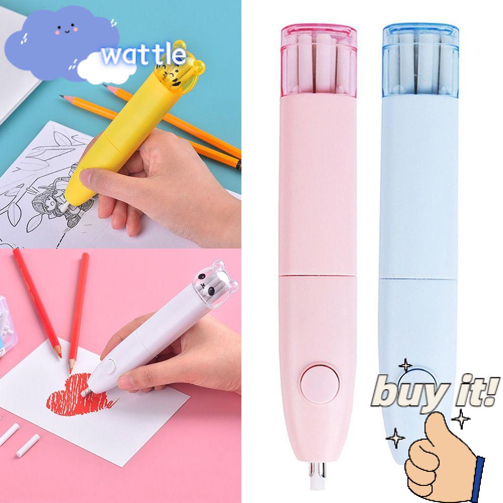 WATTLE Cục Tẩy Chạy Bằng Pin Họa Tiết Hoạt Hình Dễ Thương Cho Học Sinh