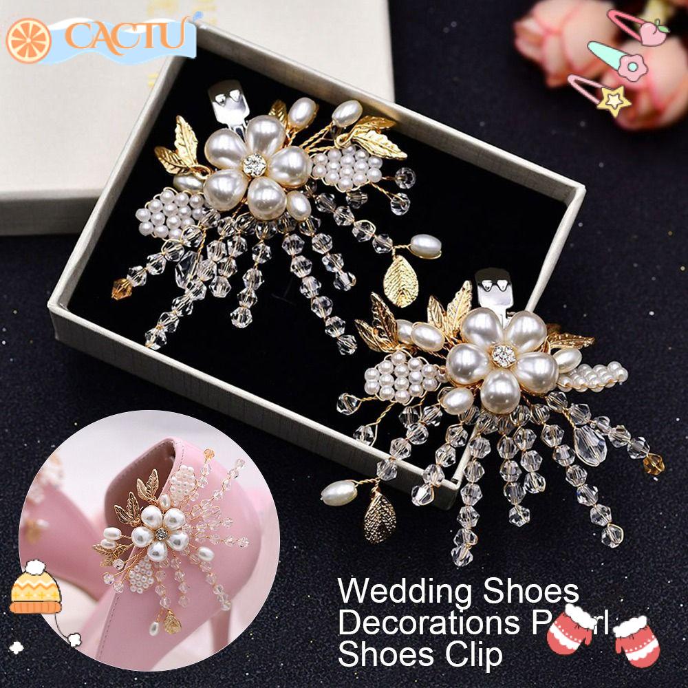 CACTU 1 Cặp Trâm Cài Giày Đính Đá Cho Cô Dâu