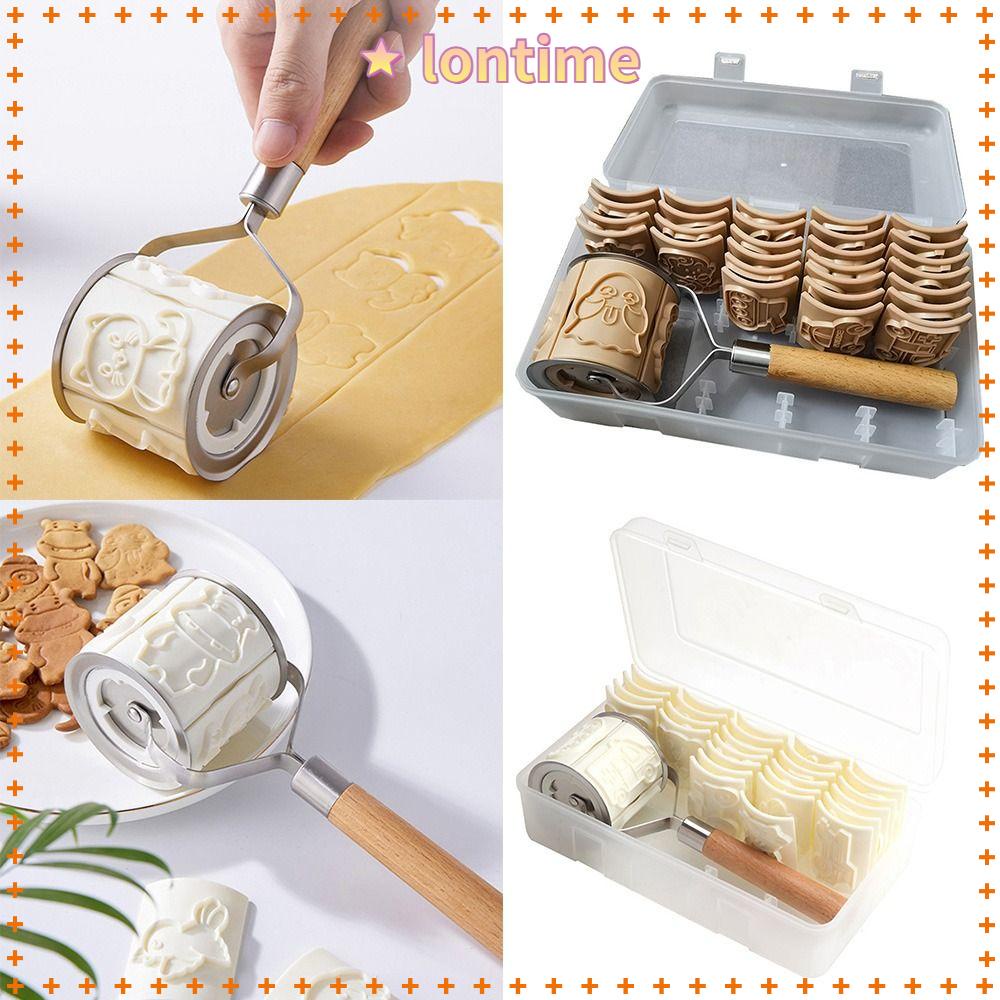 LONTIME Set 8 Cây Lăn Bột Làm Bánh Bằng Nhựa PP Chống Dính Họa Tiết Giáng Sinh