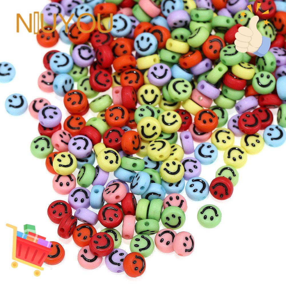 NIUYOU Set 100 Hạt Xỏ Lỗ Nhiều Màu Sắc Dùng Để Làm Đồ Trang Sức Thủ Công