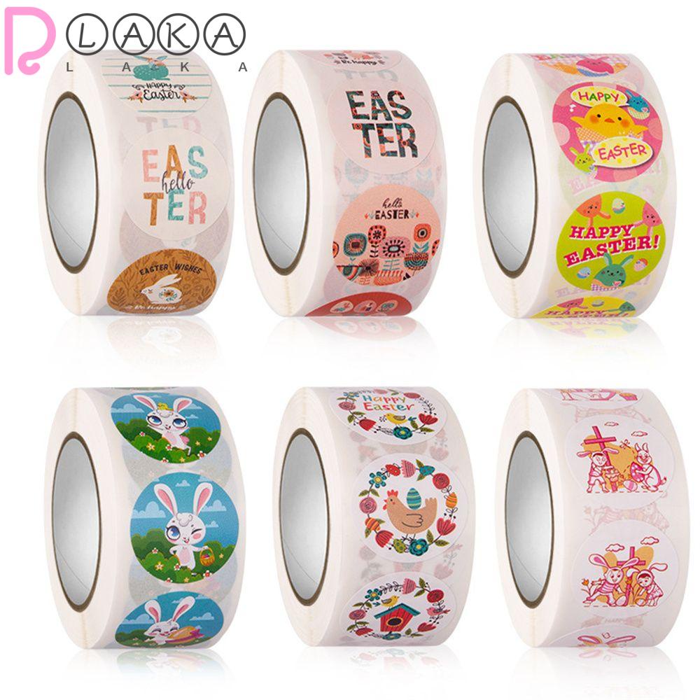 LAKAMIER Cuộn 500 Miếng Dán Trang Trí Hình Thỏ Phục Sinh Dễ Thương