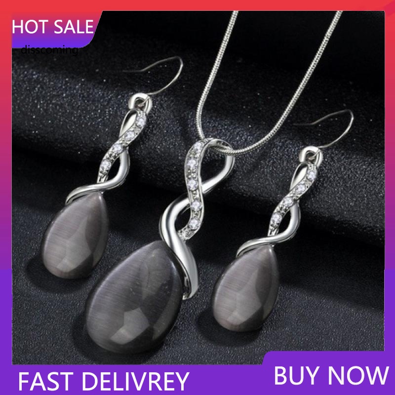 Đầm Nữ Kiểu Dáng Thời Trang Thanh Lịch| Set Vòng cổ Và Bông Tai Hình Giọt Nước