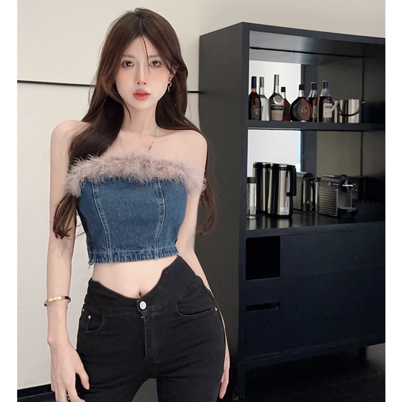 Áo Không Tay Chất Liệu Denim Thời Trang Mùa Hè Quyến Rũ