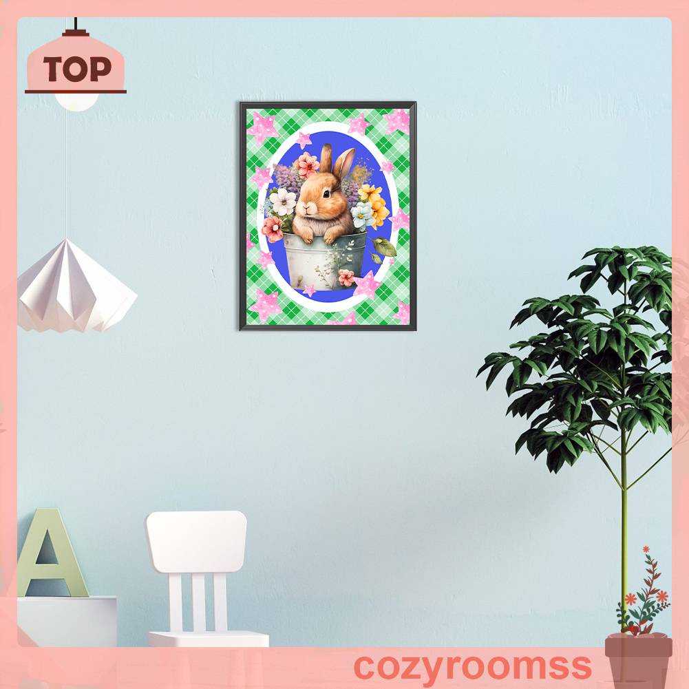 Tranh Đính Đá Kim Cương Toàn Bộ 5D DIY Hình Vẽ Thỏ Trang Trí Nhà Cửa